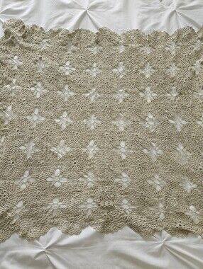 Vintage 1950's Handmade Crochet Table Scarf Approximately 26 x 26